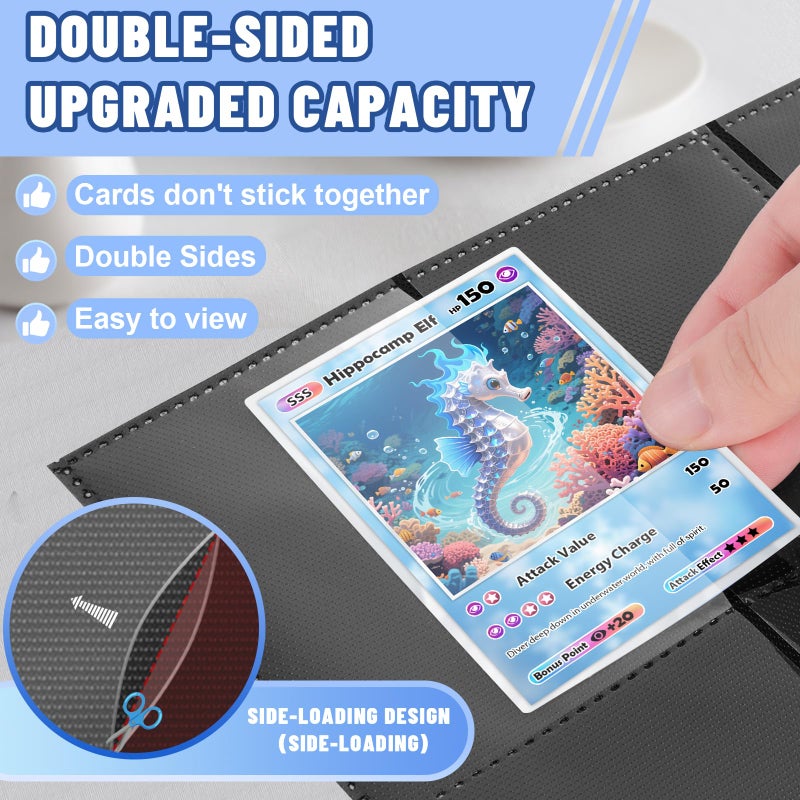 Kitoyz 900 Pockets Trading Card Binder Sleeves, Baseball Card Sleeves Fit for Standard Size Sport Cards, Baseball Card Holder for 3 Ring Binder - Image 3